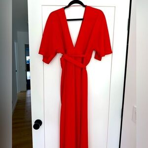 Light pink Leith Maxi wrap dress with flutter sleeves and v neck and back. Small